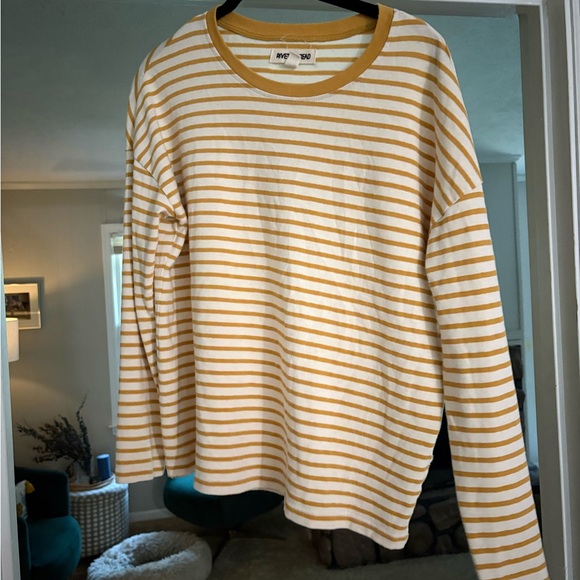 Yellow and White Striped Long Sleeve Shirt - Picture 1 of 4